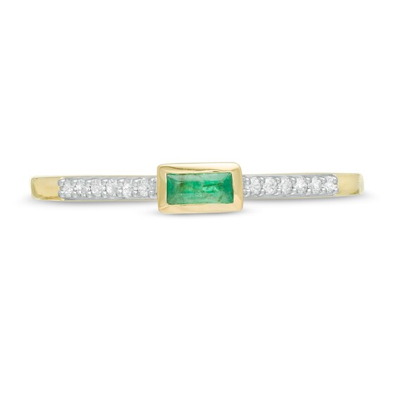 Sideways Emerald and 0.06 CT. T.W. Diamond Stackable Ring in 10K Gold