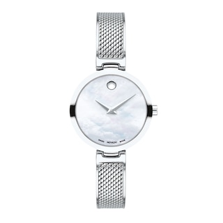 Ladies' Movado Amika Mesh Bangle Watch with White Mother-of Pearl Dial (Model: 0607361)