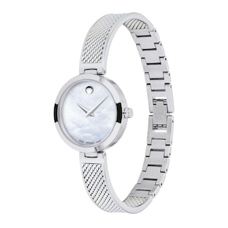 Ladies' Movado Amika Mesh Bangle Watch with White Mother-of Pearl Dial (Model: 0607361)