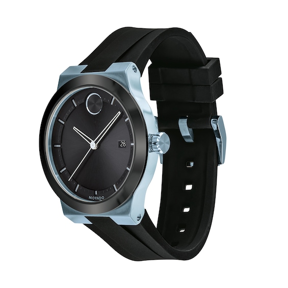 Men's Movado Bold®Blue IP Strap Watch with Black Dial (Model: 3600626)