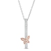 Thumbnail Image 0 of 0.065 CT. T.W. Diamond Butterfly Pendant in Sterling Silver and 10K Rose Gold