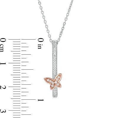 0.065 CT. T.W. Diamond Butterfly Pendant in Sterling Silver and 10K Rose Gold