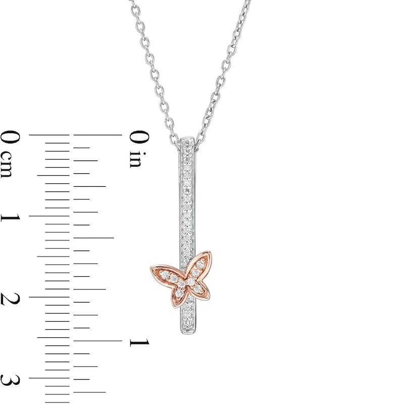 0.065 CT. T.W. Diamond Butterfly Pendant in Sterling Silver and 10K Rose Gold|Peoples Jewellers
