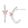 Thumbnail Image 0 of 0.065 CT. T.W. Diamond Butterfly Drop Earrings in Sterling Silver and 10K Rose Gold