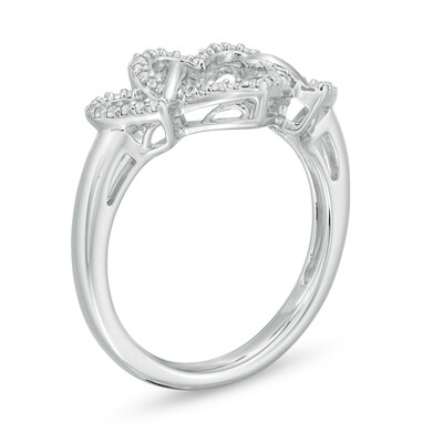 Diamond Accent Triple Intertwined Heart Ring in Sterling Silver