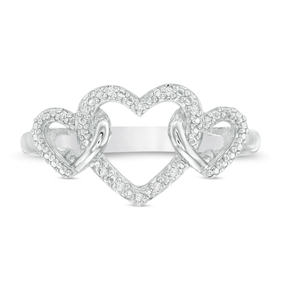 Diamond Accent Triple Intertwined Heart Ring in Sterling Silver