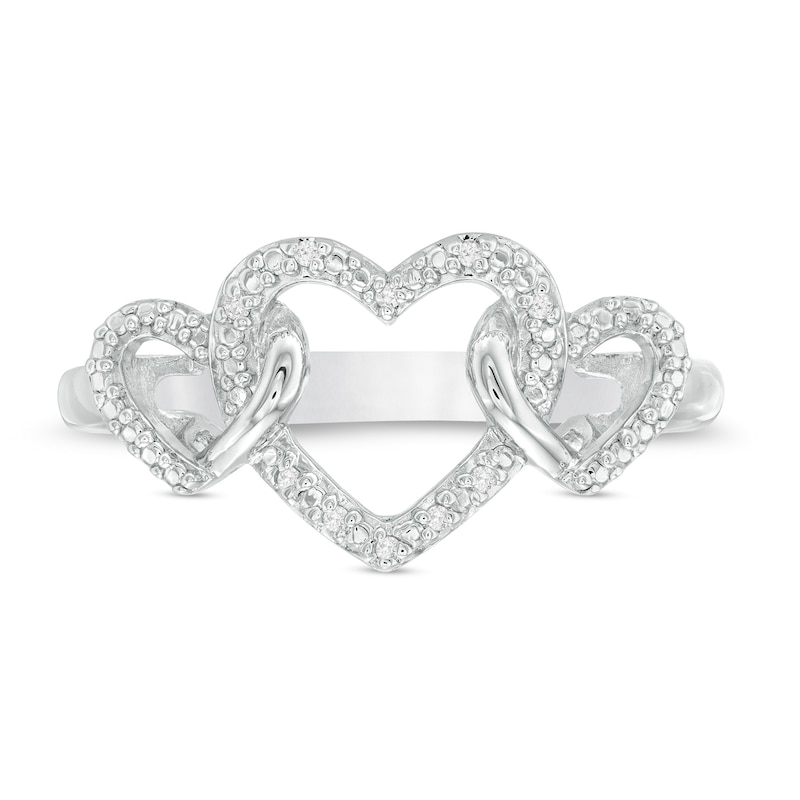 Diamond Accent Triple Intertwined Heart Ring in Sterling Silver|Peoples Jewellers
