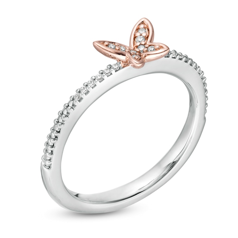 0.065 CT. T.W. Diamond Butterfly Ring in Sterling Silver and 10K Rose Gold|Peoples Jewellers