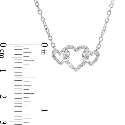 Diamond Accent Triple Intertwined Heart Necklace in Sterling Silver - 17"