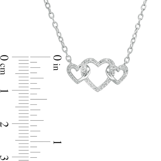 Diamond Accent Triple Intertwined Heart Necklace in Sterling Silver - 17"