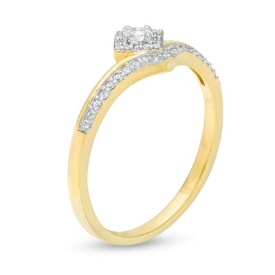 0.16 CT. T.W. Diamond Tilted Square Frame Chevron Promise Ring in 10K Gold