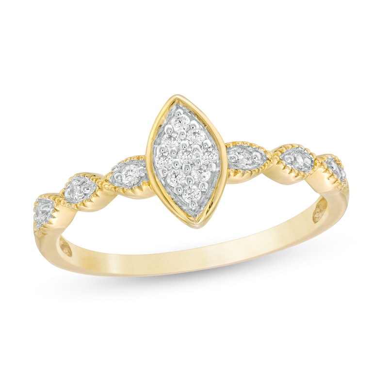 0.10 CT. T.W. Composite Marquise Diamond Art Deco Promise Ring in 10K Gold