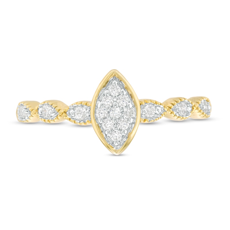 0.10 CT. T.W. Composite Marquise Diamond Art Deco Promise Ring in 10K Gold