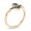 Thumbnail Image 1 of 0.20 CT. T.W. Enhanced Black and White Composite Diamond Oval Frame Chevron Ring in 10K Gold