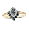 Thumbnail Image 0 of 0.40 CT. T.W. Enhanced Black and White Composite Diamond Marquise Frame Chevron Ring in 10K Gold