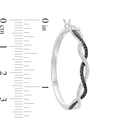 0.45 CT. T.W Enhanced Black and White Diamond Twist Hoop Earrings in Sterling Silver