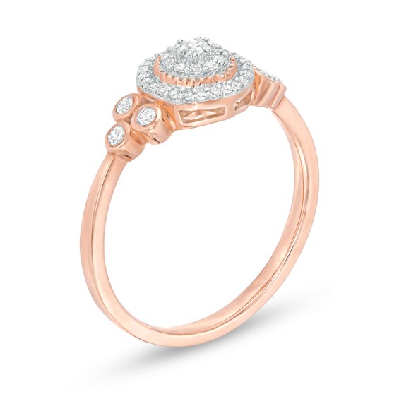 0.20 CT. T.W. Composite Diamond Tri-Sides Promise Ring in 10K Rose Gold