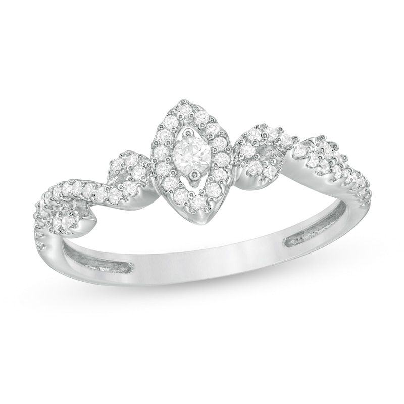 0.23 CT. T.W. Diamond Marquise Frame Promise Ring in 10K White Gold