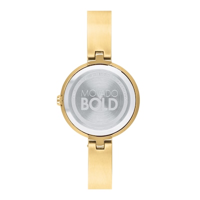 Ladies' Movado Bold®Crystal Gold-Tone Bangle Watch with Transparent Mother-of Pearl Dial (Model: 3600627)