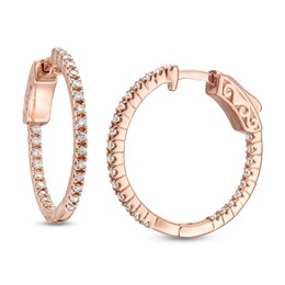 0.50 CT. T.W. Diamond Inside-Out Hoop Earrings in 10K Rose Gold