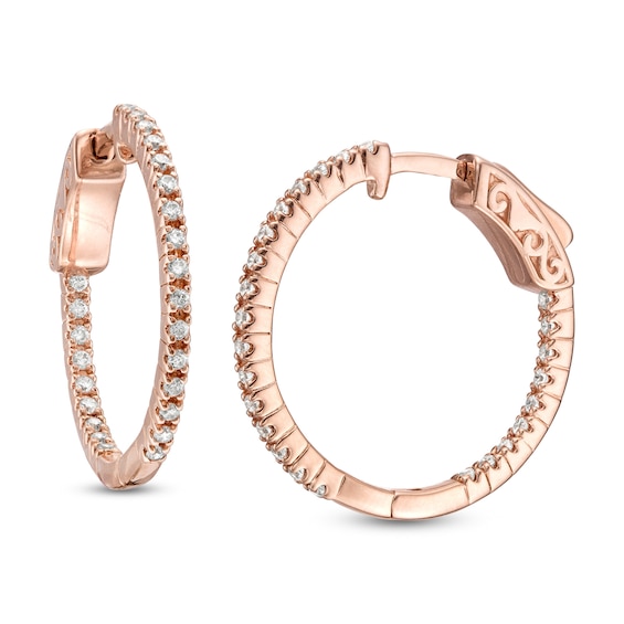 CT. T.W. Diamond Inside-Out Hoop Earrings in 10K Rose Gold