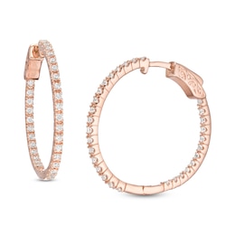 1.00 CT. T.W. Diamond Inside-Out Hoop Earrings in 10K Rose Gold