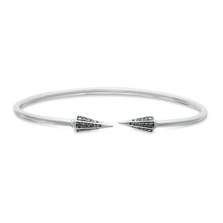 0.145 CT. T.W. Black Diamond Spiked Open Flex Bangle in Sterling Silver