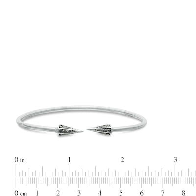 0.145 CT. T.W. Black Diamond Spiked Open Flex Bangle in Sterling Silver