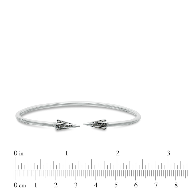0.145 CT. T.W. Black Diamond Spiked Open Flex Bangle in Sterling Silver|Peoples Jewellers