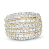 Thumbnail Image 1 of 2.00 CT. T.W. Baguette and Round Diamond Multi-Row Ring in 10K Gold