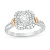 Thumbnail Image 0 of 0.30 CT. T.W. Diamond Scallop Frame Collar Vintage-Style Engagement Ring in 14K Two-Tone Gold