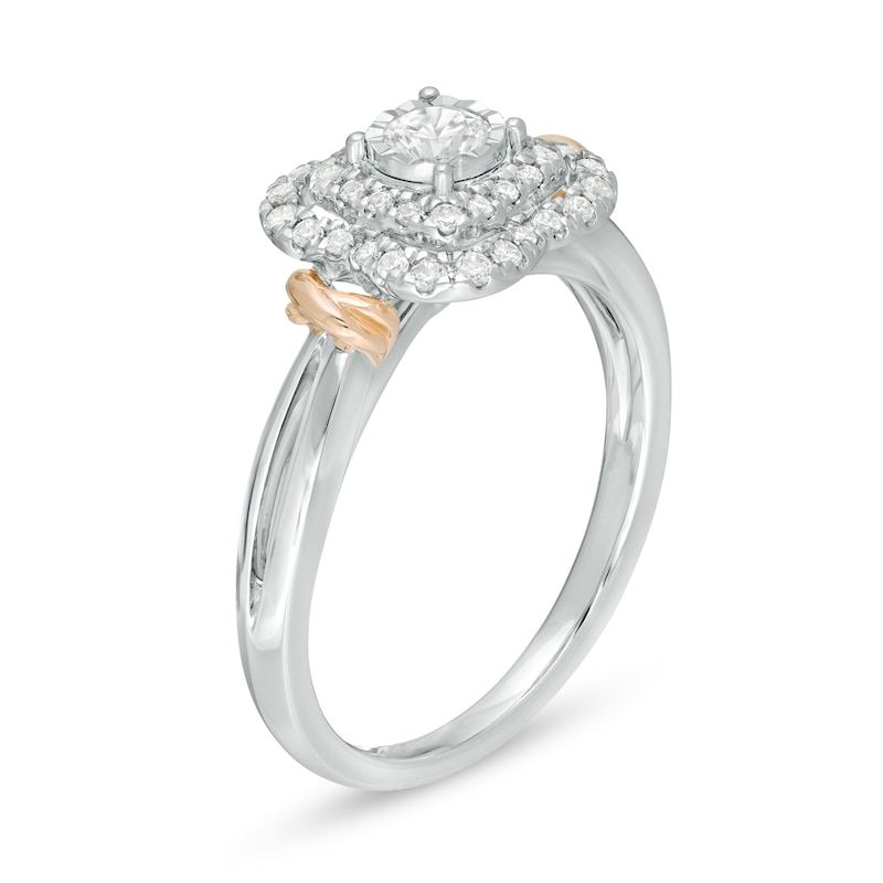 0.30 CT. T.W. Diamond Scallop Frame Collar Vintage-Style Engagement Ring in 14K Two-Tone Gold