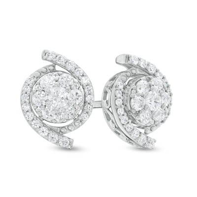 0.60 CT. T.W. Composite Diamond Whirlwind Stud Earrings in 10K White Gold