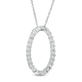 0.10 CT. T.W. Diamond Oval Outline Pendant in Sterling Silver