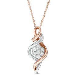 0.145 CT. T.W. Composite Diamond Cascading Flame Pendant in 10K Two-Tone Gold