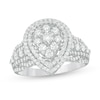 1.00 CT. T.W. Diamond Double Pear-Shaped Frame Multi-Row Engagement Ring in 10K White Gold