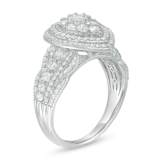 1.00 CT. T.W. Diamond Double Pear-Shaped Frame Multi-Row Engagement Ring in 10K White Gold