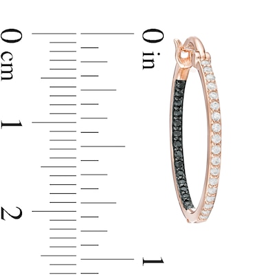 0.29 CT. T.W. Enhanced Black and White Diamond Inside-Out Hoop Earrings in 10K Rose Gold