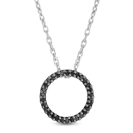 0.09 CT. T.W. Black Diamond Open Circle Pendant in 10K White Gold