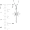 0.23 CT. T.W. Baguette and Round Diamond Cross Pendant in 10K White Gold