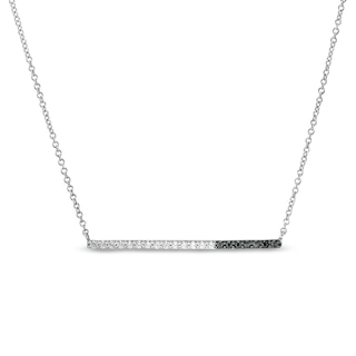 0.12 CT. T.W. Enhanced Black and White Diamond Bar Necklace in Sterling Silver