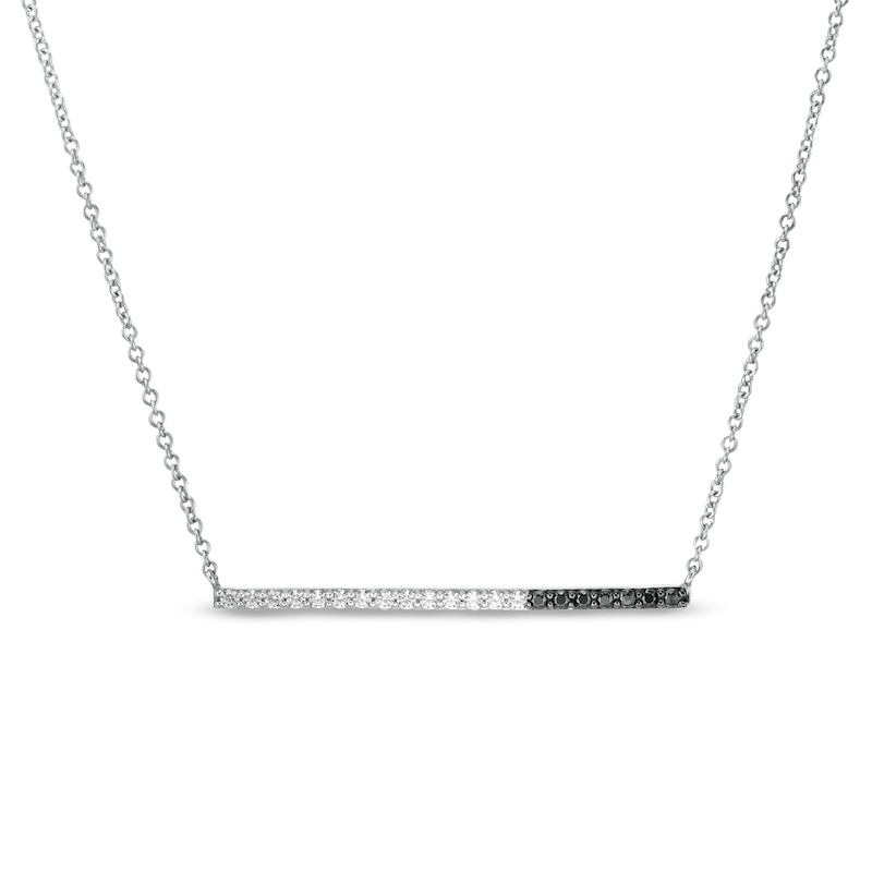 0.12 CT. T.W. Enhanced Black and White Diamond Bar Necklace in Sterling Silver|Peoples Jewellers