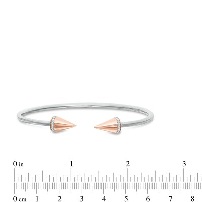 0.067 CT. T.W. Diamond Spiked Open Flex Bangle in Sterling Silver with 14K Rose Gold Plate