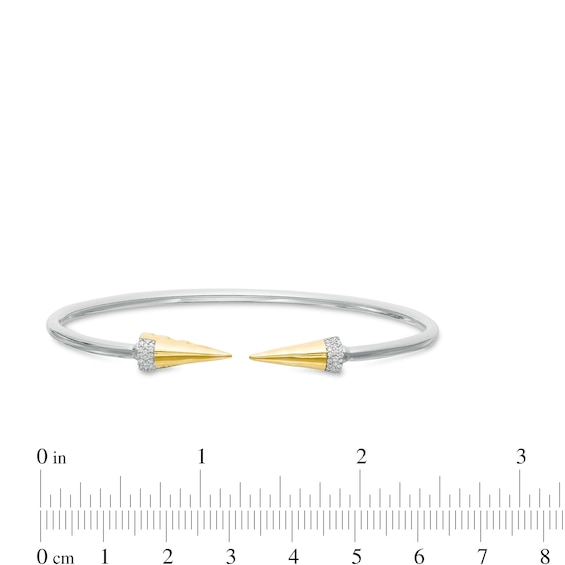 0.086 CT. T.W. Diamond Spiked Open Flex Bangle in Sterling Silver with 14K Gold Plate