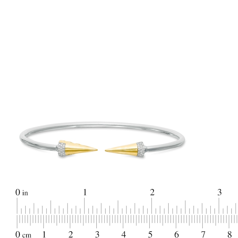 0.086 CT. T.W. Diamond Spiked Open Flex Bangle in Sterling Silver with 14K Gold Plate|Peoples Jewellers