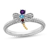 Thumbnail Image 0 of Stackable Expressions™ Multi-Gemstone and Diamond Accent Dragonfly Ring in Sterling Silver