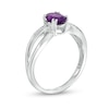 Thumbnail Image 2 of Oval Amethyst and Diamond Accent Split Shank Ring in 10K White Gold