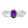 Thumbnail Image 3 of Oval Amethyst and Diamond Accent Split Shank Ring in 10K White Gold