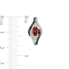 Thumbnail Image 2 of Oval Garnet and 0.115 CT. T.W. White and Black Diamond Bypass Frame J-Hoop Earrings in Sterling Silver