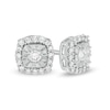 Thumbnail Image 0 of 0.15 CT. T.W. Diamond Frame Stud Earrings in Sterling Silver